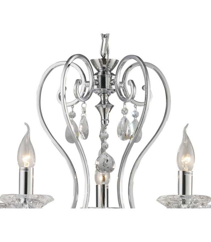 Ceiling Pendant Chandelier 5 Light Polished Chrome, Crystal - 6