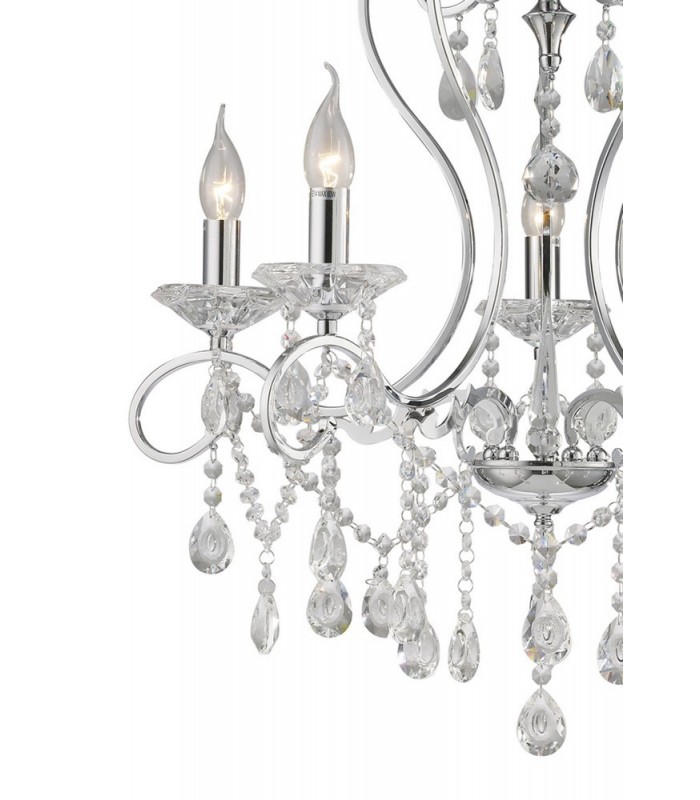 Ceiling Pendant Chandelier 5 Light Polished Chrome, Crystal - 7