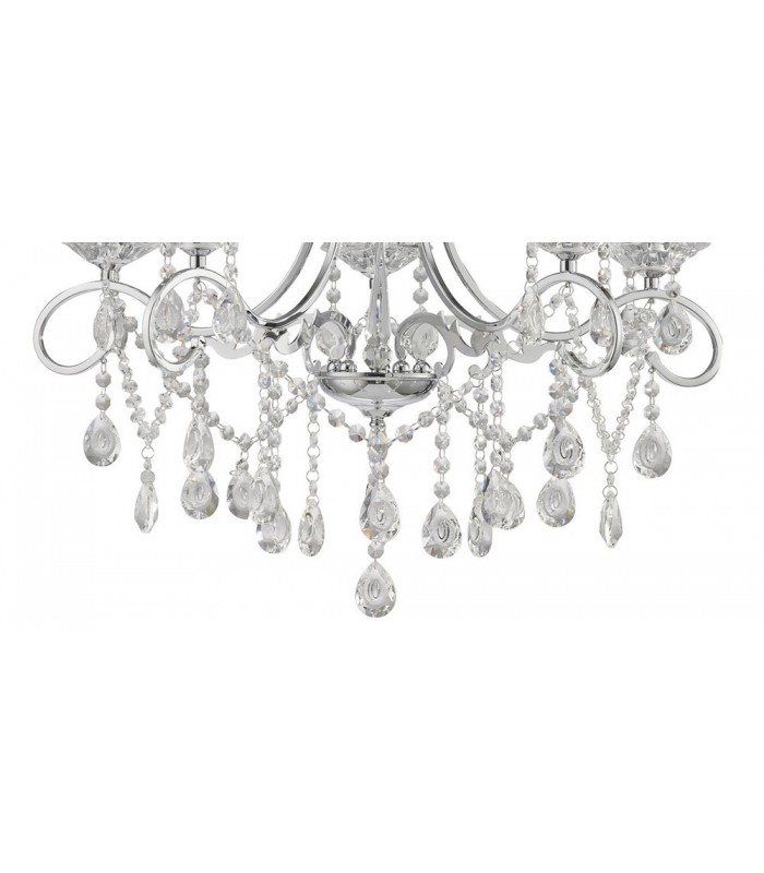 Ceiling Pendant Chandelier 5 Light Polished Chrome, Crystal - 8