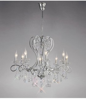 Ceiling Pendant Chandelier 8 Light Polished Chrome, Crystal - 2