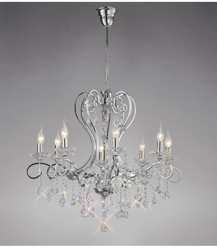 Ceiling Pendant Chandelier 8 Light Polished Chrome, Crystal - 2