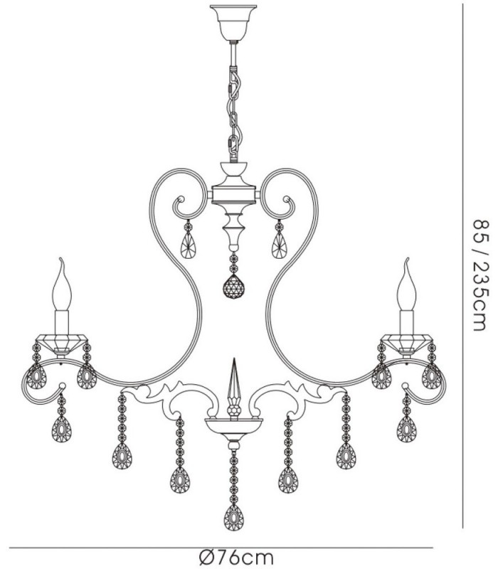Ceiling Pendant Chandelier 8 Light Polished Chrome, Crystal - 3