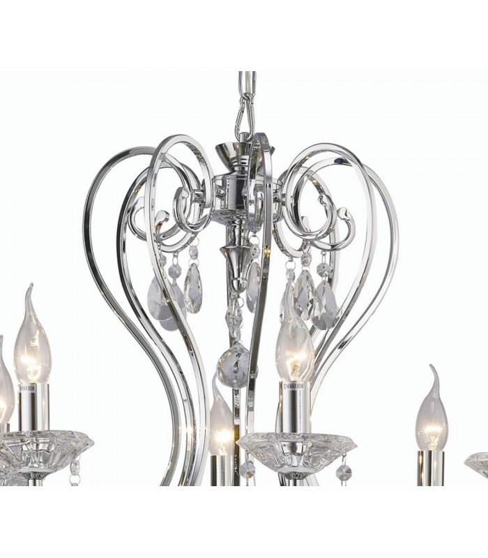 Ceiling Pendant Chandelier 8 Light Polished Chrome, Crystal - 6