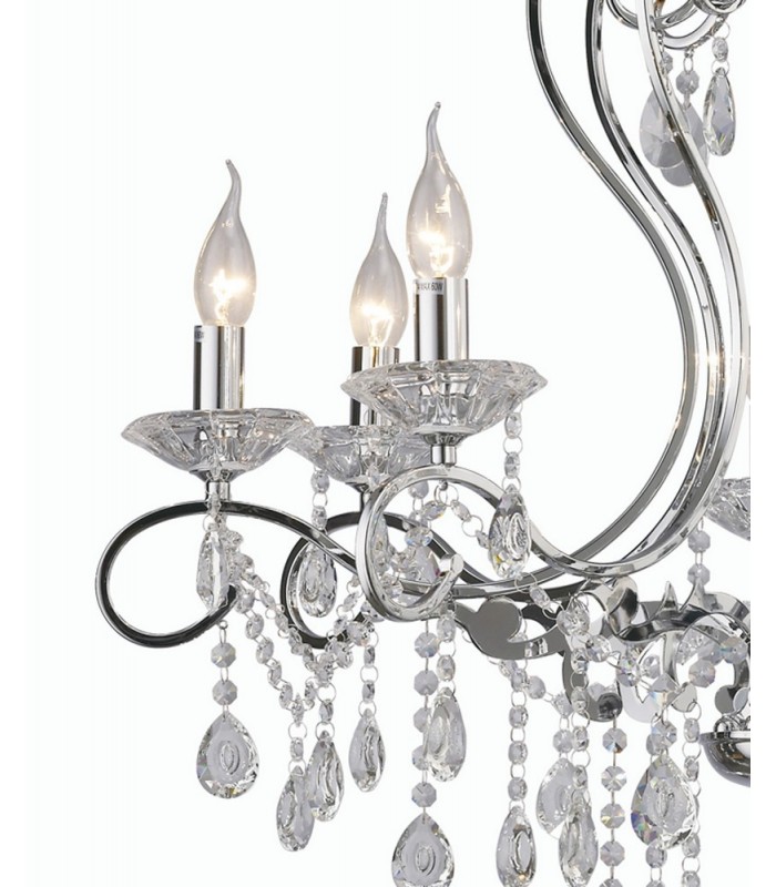 Ceiling Pendant Chandelier 8 Light Polished Chrome, Crystal - 7