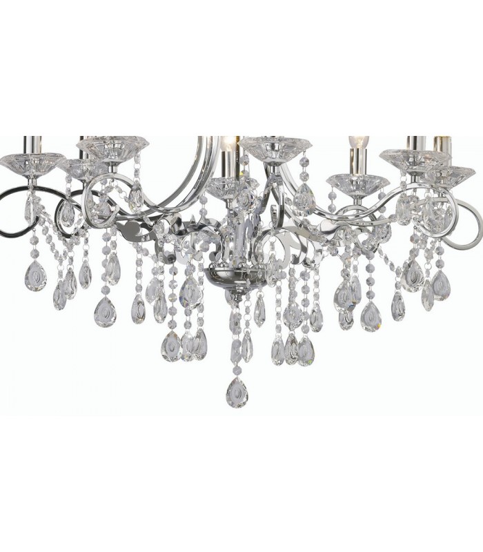 Ceiling Pendant Chandelier 8 Light Polished Chrome, Crystal - 8