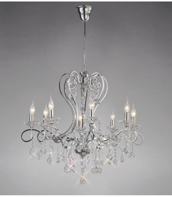 Ceiling Pendant Chandelier 8 Light Polished Chrome, Crystal - 9