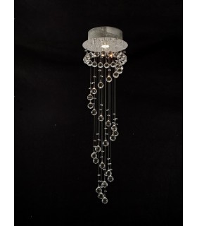 Ceiling Cluster Pendant Multi-Spiral 1 Light Polished Chrome, Crystal - 2