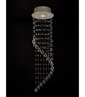 Ceiling Cluster Pendant Single-Spiral 1 Light Polished Chrome, Crystal - 2