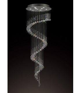 Ceiling Cluster Pendant Multi-Spiral 9 Light Polished Chrome, Crystal - 2