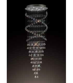 Ceiling Cluster Pendant Corkscrew 10 Light Polished Chrome, Crystal - 2