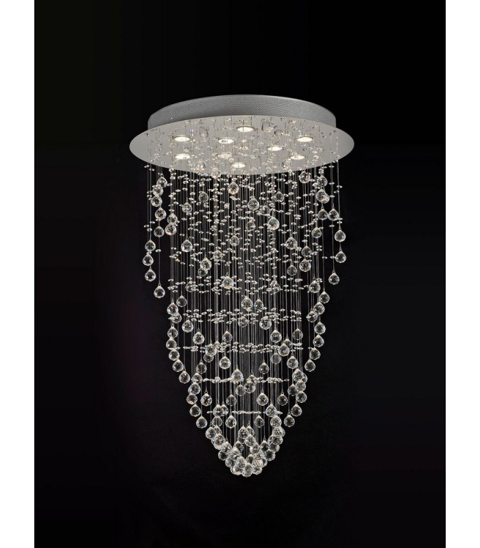 Ceiling Cluster Pendant Cone 9 Light Polished Chrome, Crystal - 2