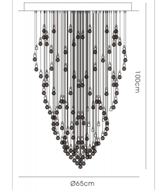 Ceiling Cluster Pendant Cone 9 Light Polished Chrome, Crystal - 3