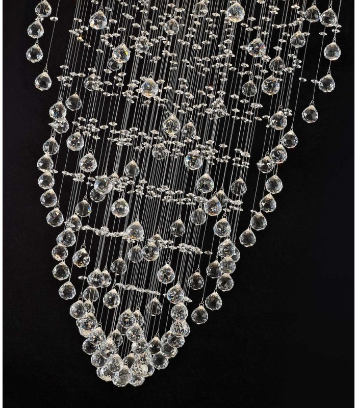 Ceiling Cluster Pendant Cone 9 Light Polished Chrome, Crystal - 5