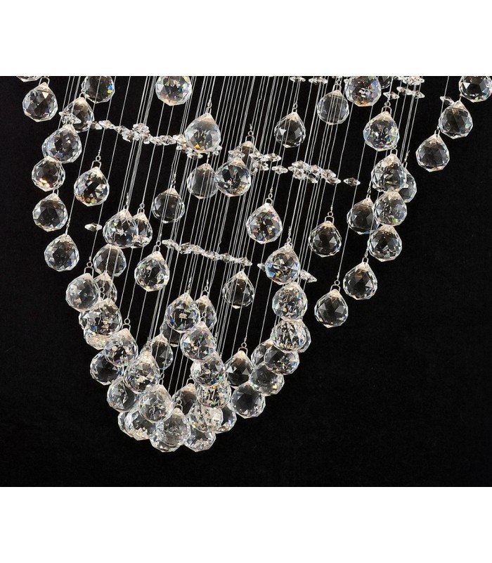 Ceiling Cluster Pendant Cone 9 Light Polished Chrome, Crystal - 6