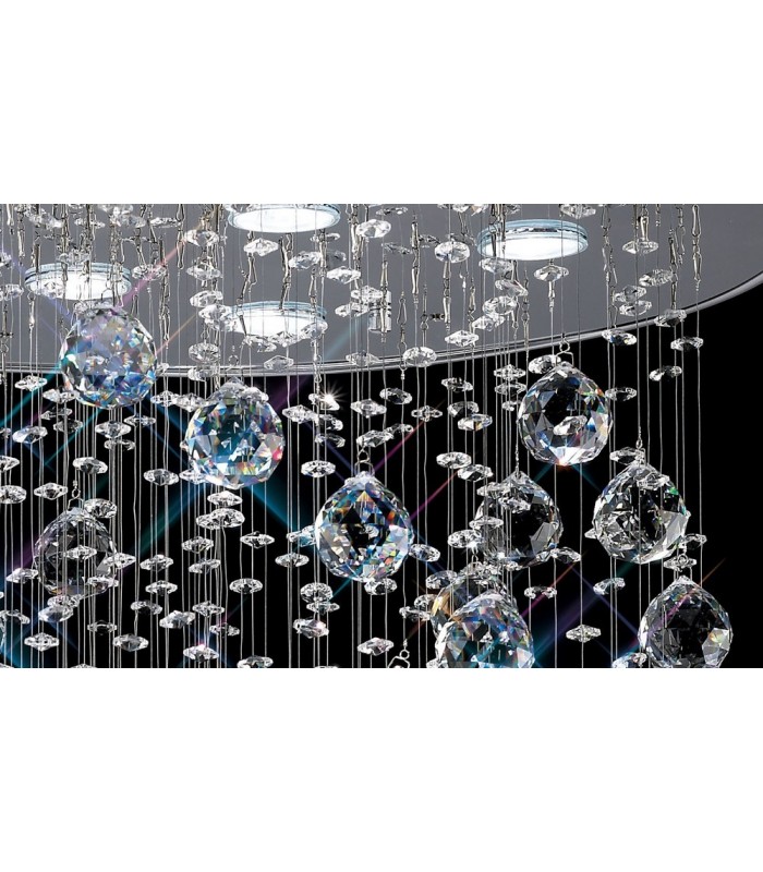 Ceiling Cluster Pendant Cone 9 Light Polished Chrome, Crystal - 8