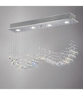 Ceiling Cluster Pendant Line 4 Light Polished Chrome, Crystal - 2