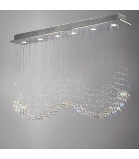 Ceiling Cluster Pendant Line 6 Light Polished Chrome, Crystal - 2