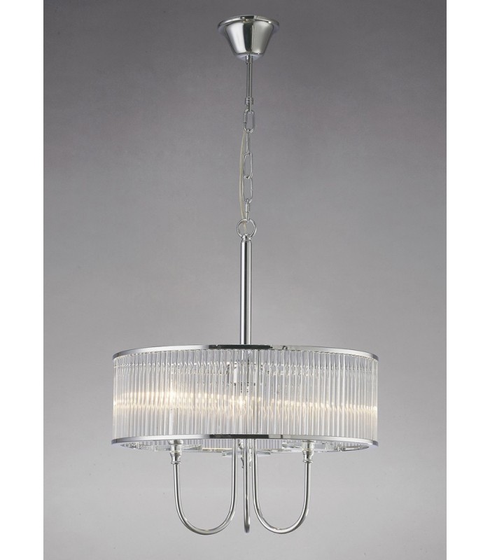 Ceiling Pendant Round 3 Light Polished Chrome, Crystal - 2