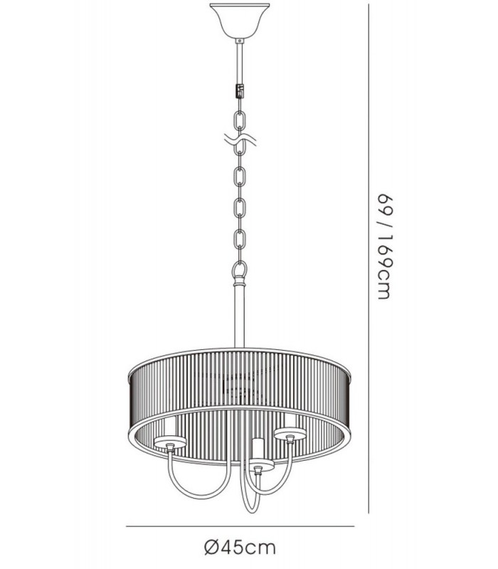 Ceiling Pendant Round 3 Light Polished Chrome, Crystal - 3