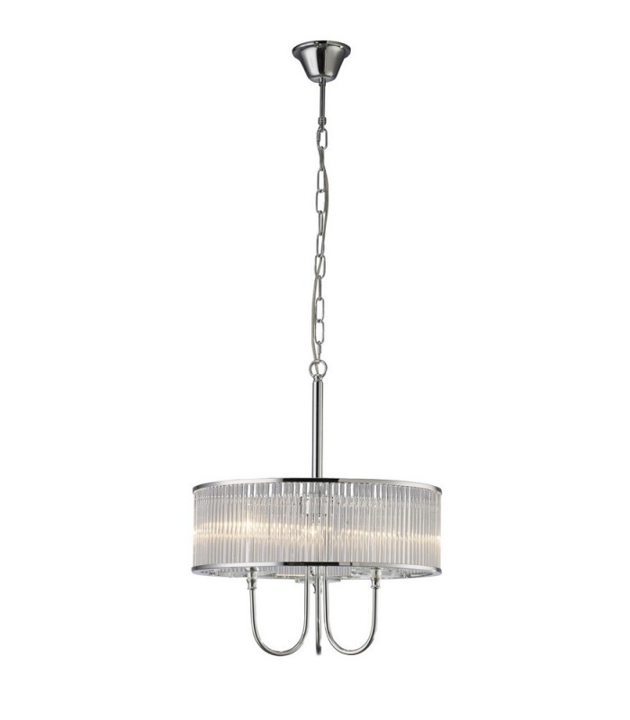 Ceiling Pendant Round 3 Light Polished Chrome, Crystal - 4