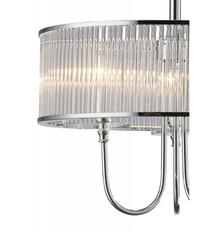 Ceiling Pendant Round 3 Light Polished Chrome, Crystal - 6