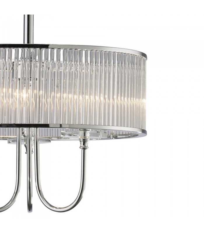 Ceiling Pendant Round 3 Light Polished Chrome, Crystal - 7