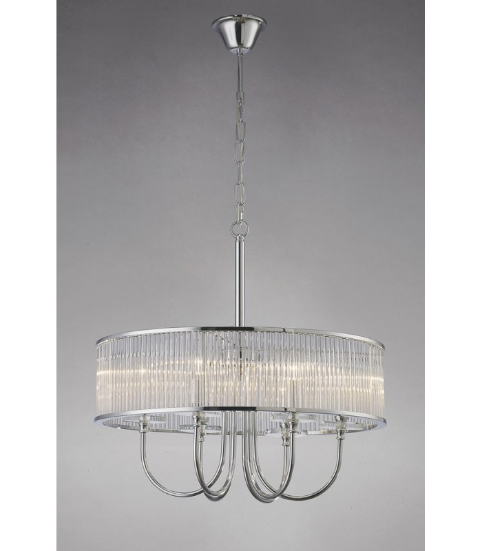 Ceiling Pendant Round 6 Light Polished Chrome, Crystal - 2