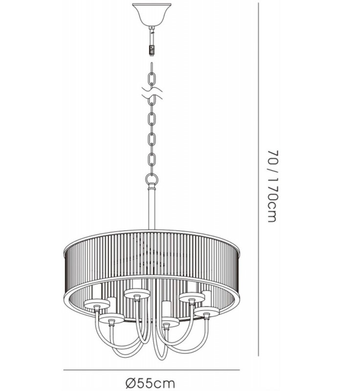 Ceiling Pendant Round 6 Light Polished Chrome, Crystal - 3
