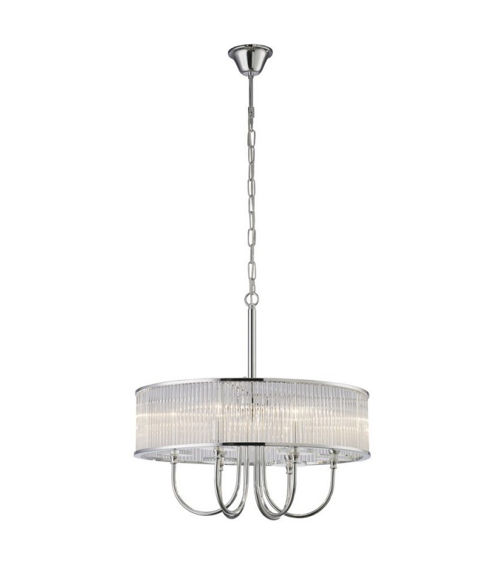 Ceiling Pendant Round 6 Light Polished Chrome, Crystal - 4