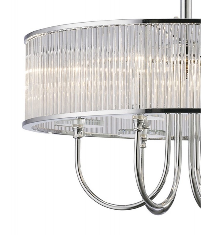 Ceiling Pendant Round 6 Light Polished Chrome, Crystal - 6