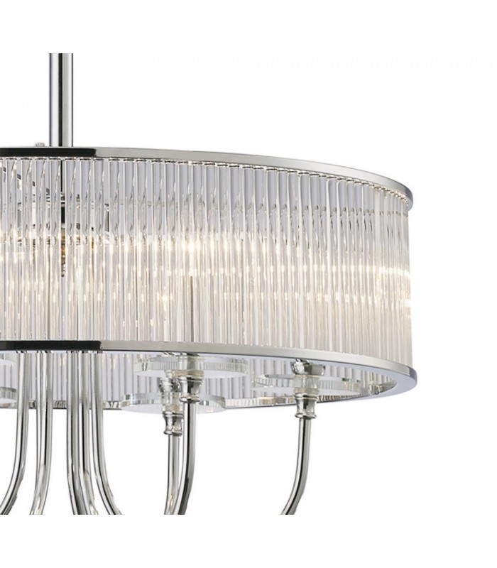 Ceiling Pendant Round 6 Light Polished Chrome, Crystal - 7