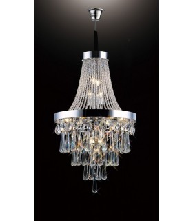 Ceiling Pendant Chandelier 13 Light Polished Chrome, Crystal - 2