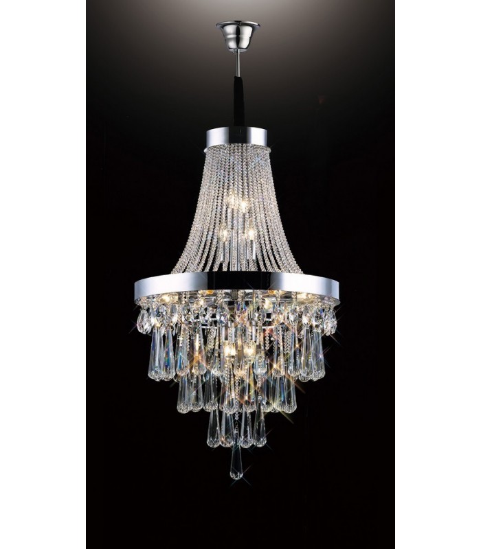 Ceiling Pendant Chandelier 13 Light Polished Chrome, Crystal - 2