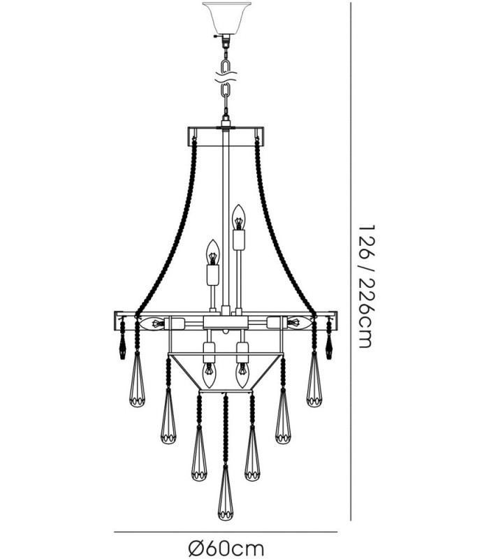 Ceiling Pendant Chandelier 13 Light Polished Chrome, Crystal - 3