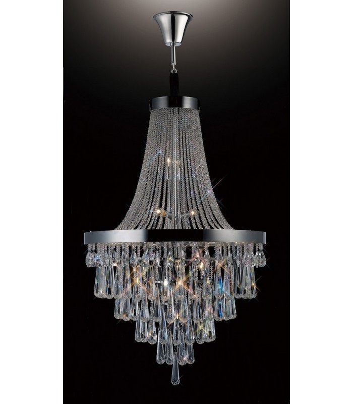 Ceiling Pendant Chandelier 17 Light Polished Chrome, Crystal - 2