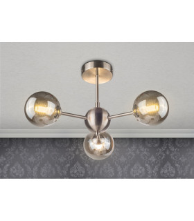 Barbara 3 Ceiling Light Semi Flush Ceiling Light Satin Chrome-2