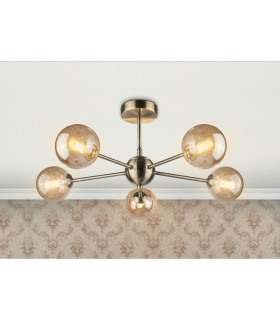 Barbara 5 Ceiling Light Semi Flush Ceiling Light Antique Brass-2