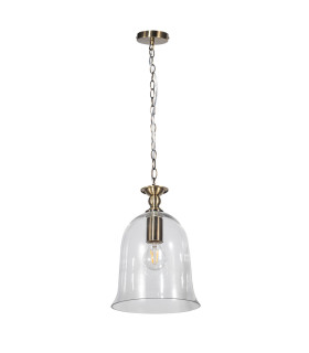 Bell Clear Glass Pendant Ceiling Light Antique Brass-1