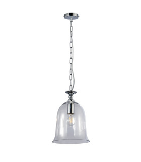 Bell Clear Glass Pendant Ceiling Light Polished Chrome-1