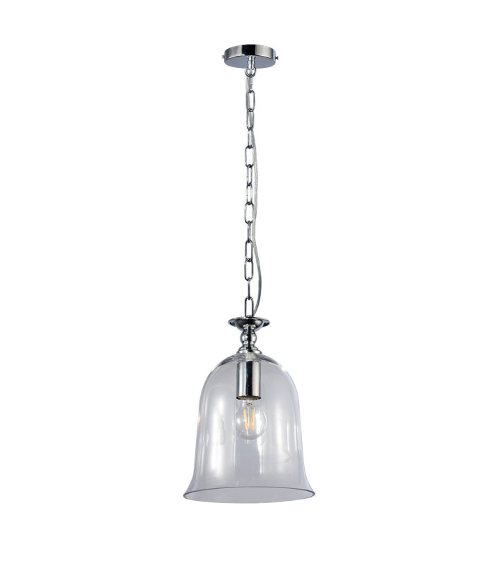Bell Clear Glass Pendant Ceiling Light Polished Chrome-1