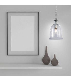 Bell Clear Glass Pendant Ceiling Light Polished Chrome-2