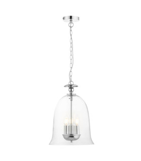 Bell 3 Light Clear Glass Pendant Ceiling Light Polished Chrome-1