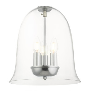 Bell 3 Light Clear Glass Pendant Ceiling Light Polished Chrome-2