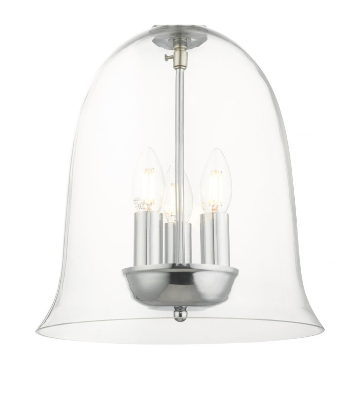 Bell 3 Light Clear Glass Pendant Ceiling Light Polished Chrome-2