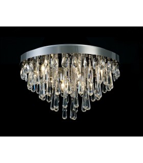Flush Ceiling 8 Light E14 Polished Chrome, Crystal - 2