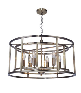 Chester 6 Light Pendant Ceiling Light Antique Brass