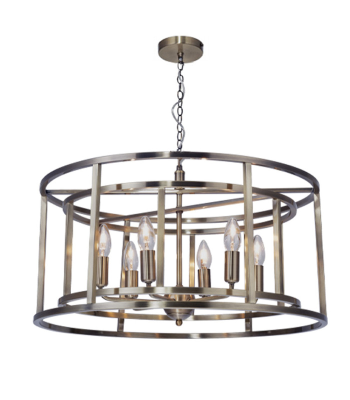 Chester 6 Light Pendant Ceiling Light Antique Brass
