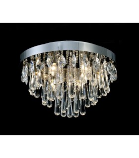 Flush Ceiling 10 Light E14 Polished Chrome, Crystal - 2