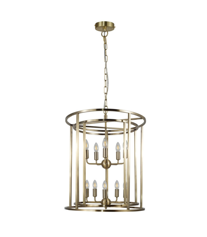 Chester 10 Light Large Pendant Ceiling Light Antique Brass-1