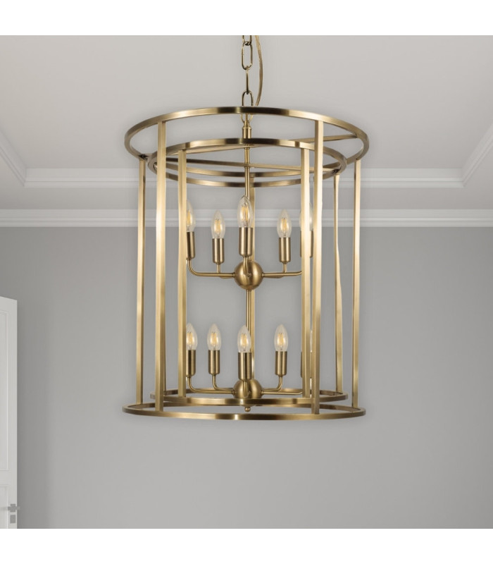 Chester 10 Light Large Pendant Ceiling Light Antique Brass-2